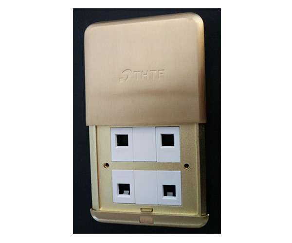 【四口RJ45地插】清華（huá）同方ROTA綜合布線-四（sì）口RJ45銅合金平推式地（dì）麵插座(弱電) HW125CH-04